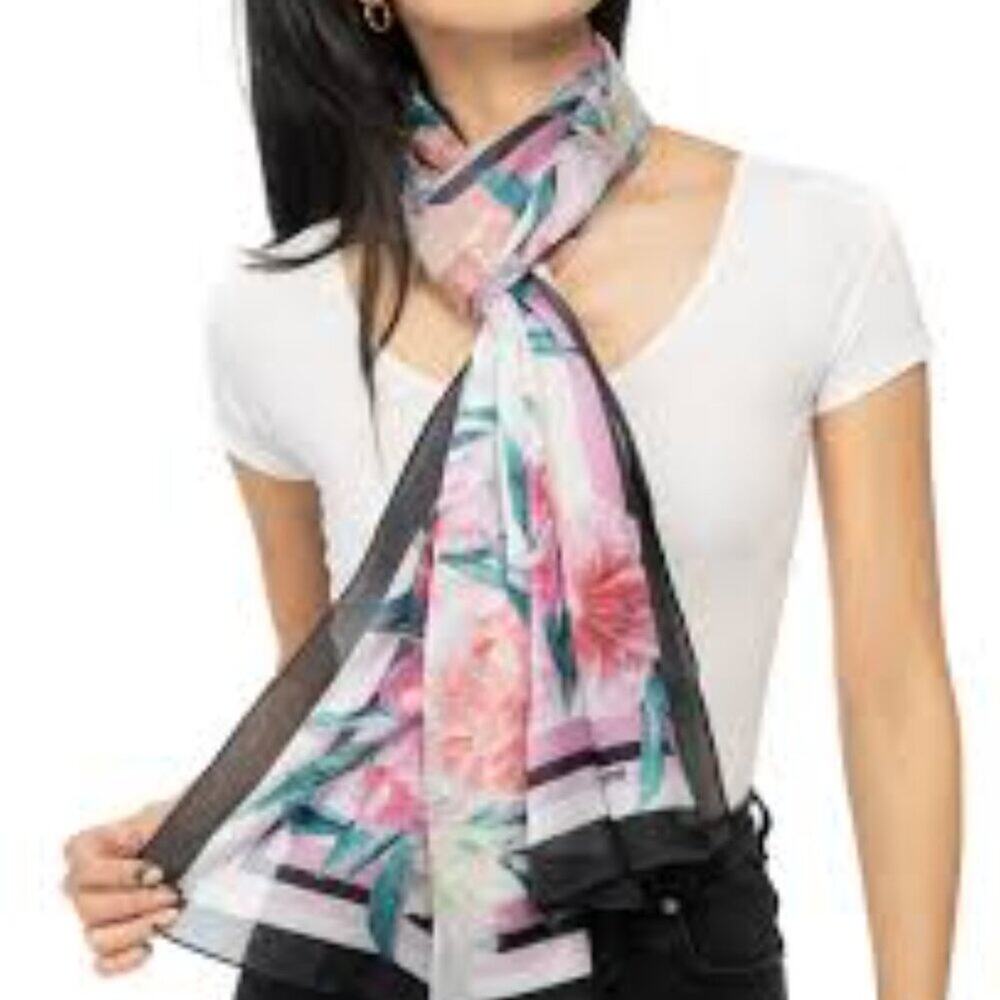 Giani Bernini GB Floral Logo Scarf Chic Slinky - Picture 2 of 11